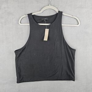 J.crew Black Basic Capsule Wadrobe Layering Crop Tank Top Size XL